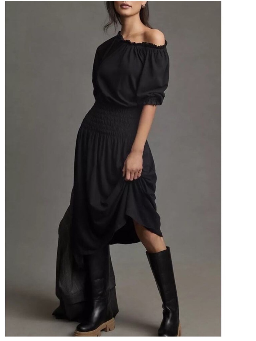 Sundry for Anthropologie Smocked Waist Midi Dress Size 0